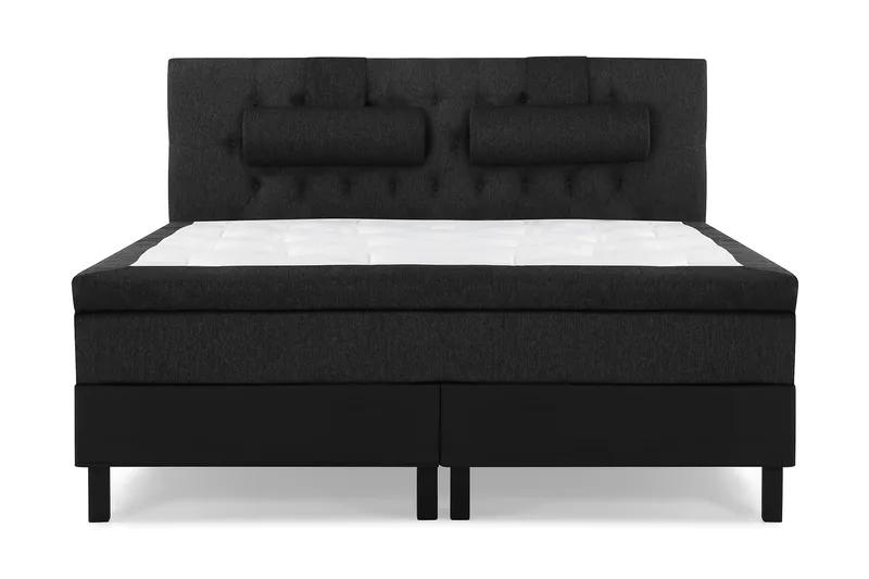 Lucky Komplett Sängpaket 160x200 Memory Diamant, Nackkudde Stor Svart/Grå/PU