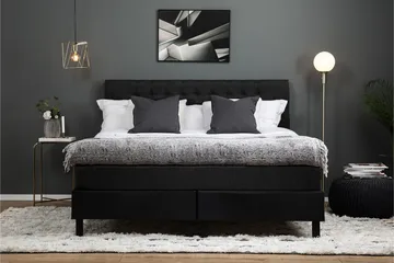 Lucky Komplett Sängpaket 160x200 Memory Diamant - Svart/Grå/PU - Möbler - Säng - Kontinentalsäng