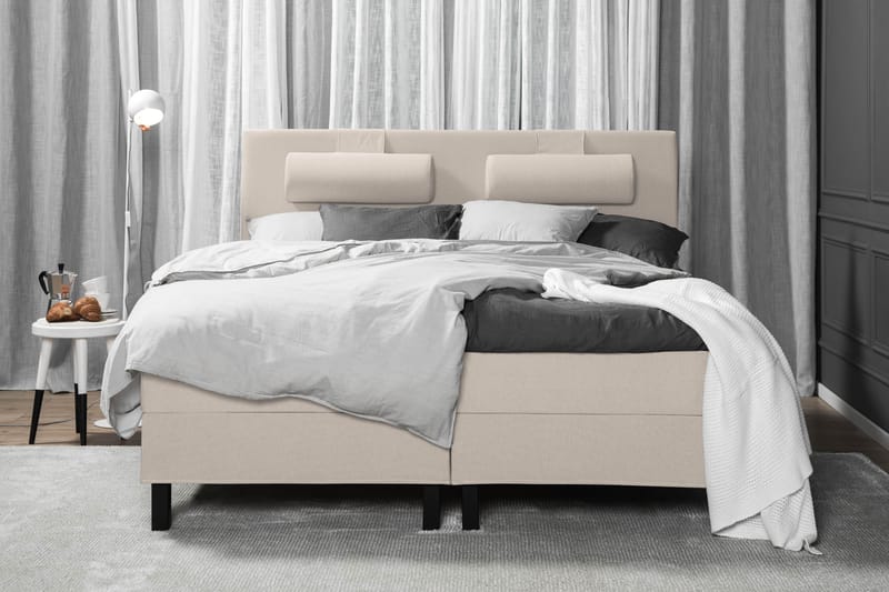 Lucky Komplett Sängpaket 160x200 Skum Slät Sänggavel - Nackkudde Stor Beige - Möbler - Säng - Kontinentalsäng