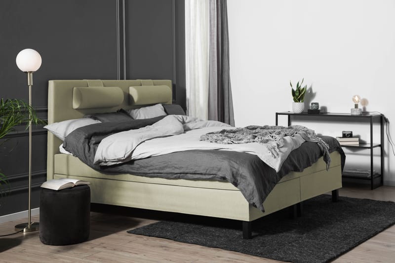 Lucky Komplett Sängpaket 160x200 Skum Slät Sänggavel - Nackkudde Stor Grön - Möbler - Säng - Kontinentalsäng