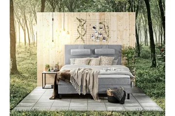 Lucky Komplett Sängpaket 160x200 Skum Slät Sänggavel - Nackkudde Stor Mellangrå - Möbler - Säng - Kontinentalsäng