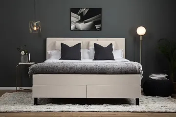 Lucky Komplett Sängpaket 160x200 Polyeter Slät Sänggavel - Nackkudde Stor Beige - Möbler - Säng - Kontinentalsäng