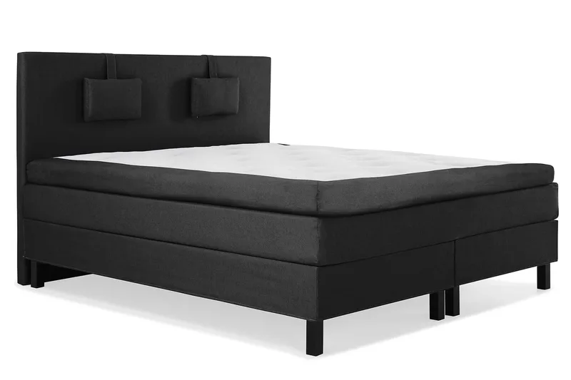 Lucky Komplett Sängpaket 160x200 Polyeter Slät - Nackkudde Liten Svart/Grå - Möbler - Säng - Kontinentalsäng