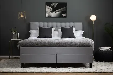 Lucky Komplett Sängpaket 160x200 Polyeter Diamant Sänggavel - Grå - Möbler - Säng - Kontinentalsäng