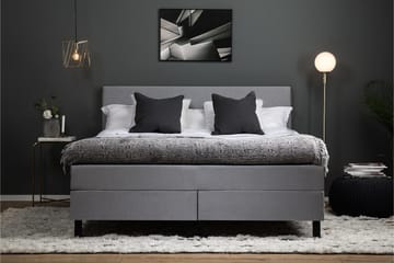 Lucky Komplett Sängpaket 160x200 Polyeter Slät Sänggavel - Mellangrå - Möbler - Säng - Kontinentalsäng