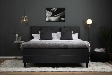 Lucky Komplett Sängpaket 160x200 Polyeter Slät - Nackkudde Liten Svart/Grå - Möbler - Säng - Kontinentalsäng