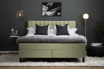 Lucky Komplett Sängpaket 160x200 Polyeter Diamant Sänggavel - Grön - Möbler - Säng - Kontinentalsäng