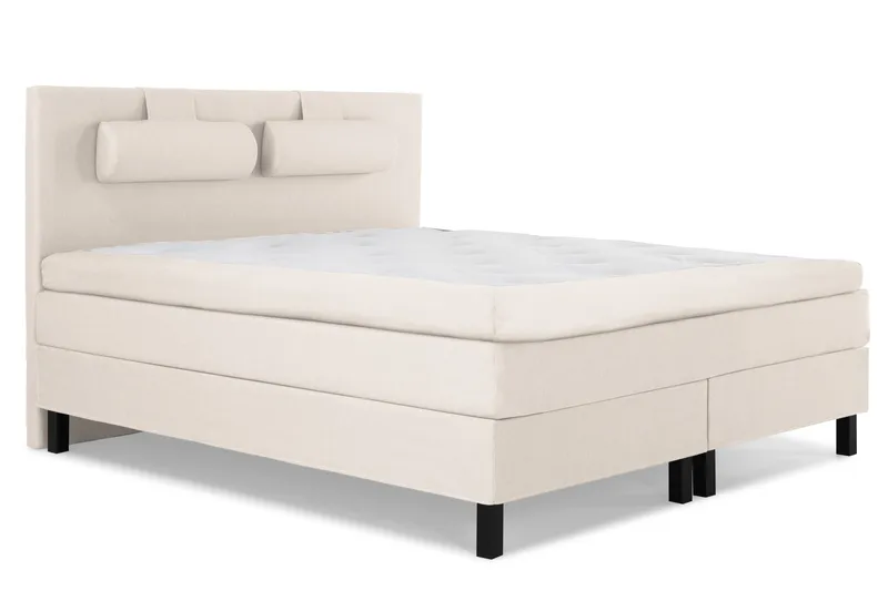 Lucky Komplett Sängpaket 160x200 Polyeter Slät Sänggavel - Nackkudde Stor Beige - Möbler - Säng - Kontinentalsäng