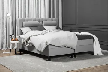 Lucky Komplett Sängpaket 180x200 Latex Diamant Sänggavel - Mellangrå - Möbler - Säng - Kontinentalsäng