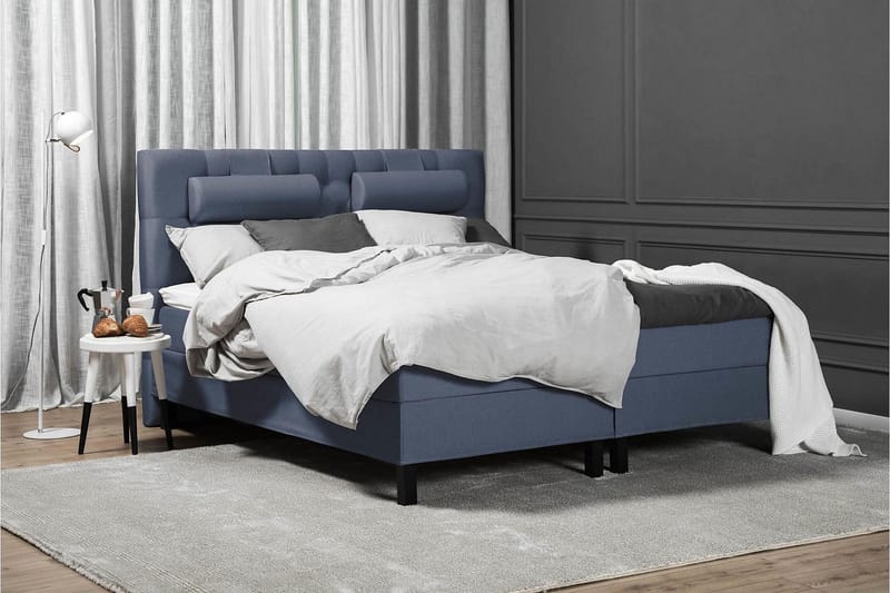 Lucky Komplett Sängpaket 180x200 Latex Diamant Sänggavel - Nackkudde Liten Mörkblå - Möbler - Säng - Kontinentalsäng