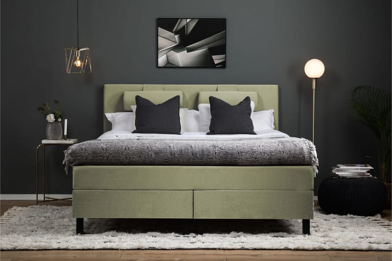 Lucky Komplett Sängpaket 180x200 Latex Slät Sänggavel - Grön - Möbler - Säng - Kontinentalsäng