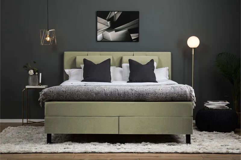 Lucky Komplett Sängpaket 180x200 Latex Slät Sänggavel - Nackkudde Liten Grön - Möbler - Säng - Kontinentalsäng