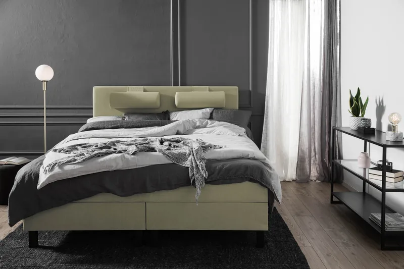 Lucky Komplett Sängpaket 180x200 Latex Slät Sänggavel - Nackkudde Liten Grön - Möbler - Säng - Kontinentalsäng