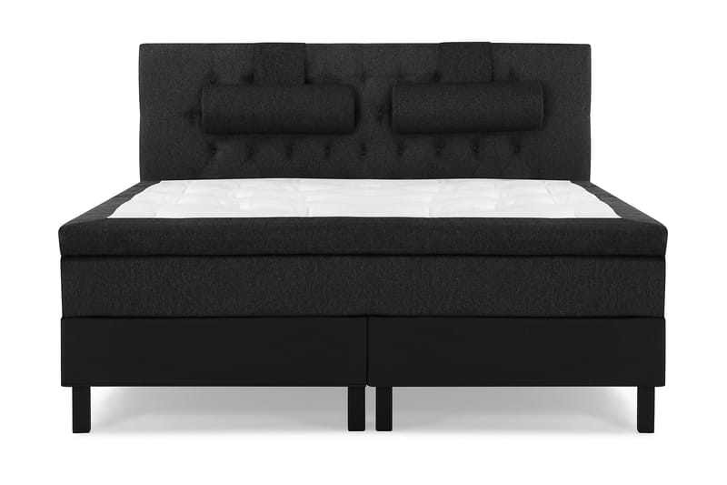 Lucky Komplett Sängpaket 180x200 Memory Diamant, Nackkudde Stor Svart/Grå/PU