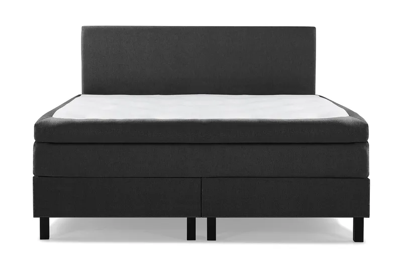 Lucky Komplett Sängpaket 180x200 Memory Slät Sänggavel, Svart/Grå/PU