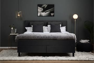 Lucky Komplett Sängpaket 180x200 Skum Slät - Nackkudde Liten Svart/Grå - Möbler - Säng - Kontinentalsäng