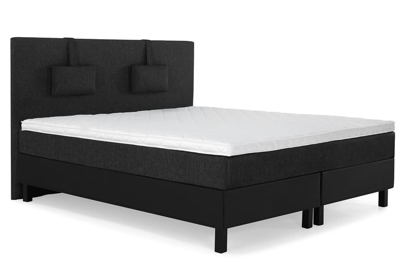 Lucky Komplett Sängpaket 180x200 Skum Slät - Nackkudde Liten Svart/Grå/PU - Möbler - Säng - Kontinentalsäng