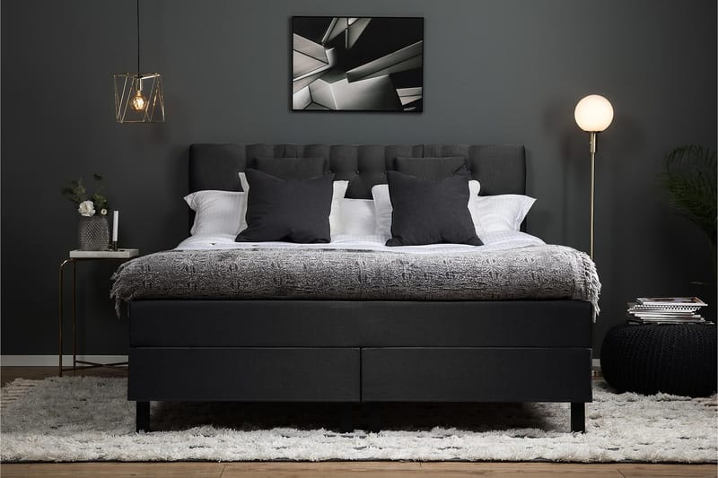 Lucky Komplett Sängpaket 180x200 Polyeter Diamant - Svart / Grå - Möbler - Säng - Kontinentalsäng