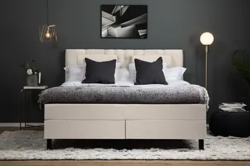 Lucky Komplett Sängpaket 180x200 Polyeter Diamant Sänggavel - Nackkudde Stor Beige - Möbler - Säng - Kontinentalsäng