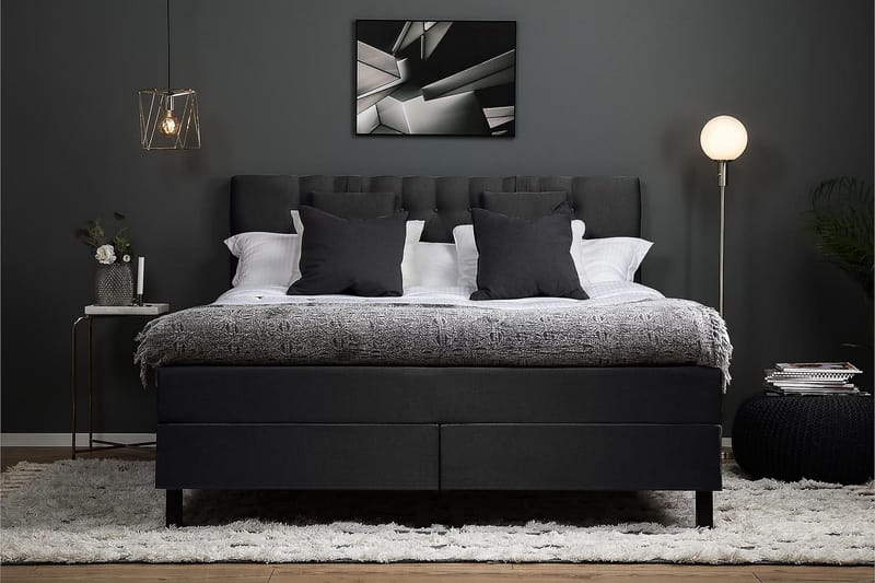 Lucky Kontinentalsäng 160x200Latexmadrass - Svart/Grå - Möbler - Säng - Kontinentalsäng