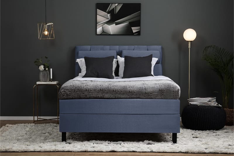 Lucky Sängpaket 140x200 Memory Diamant Sänggavel - Nackkudde Stor Mörkblå - Möbler - Säng - Kontinentalsäng