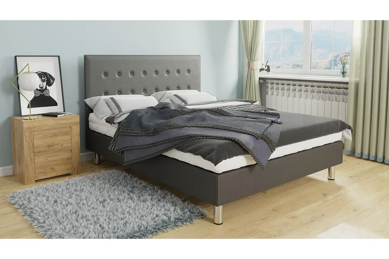 Lux Kontinentalsäng 90x204 cm - Grå - Möbler - Säng - Kontinentalsäng