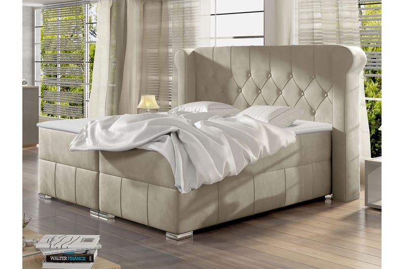 Lyckorna Kontinentalsäng 120x200 cm LED-belysning - Beige - Möbler - Säng - Kontinentalsäng