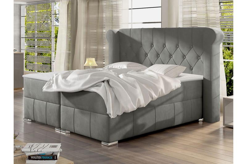 Lyckorna Kontinentalsäng 180x200 cm LED-belysning - Grå - Möbler - Säng - Kontinentalsäng