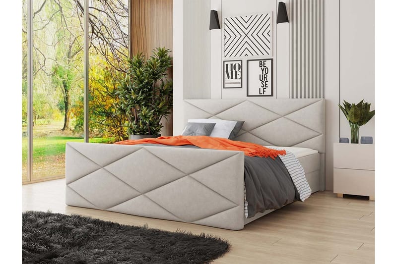 Milano Kontinentalsäng 140x200 cm med Sänggavel - Beige - Möbler - Säng - Kontinentalsäng