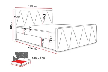 Milano Kontinentalsäng 140x200 cm med Sänggavel - Rosa - Möbler - Säng - Kontinentalsäng