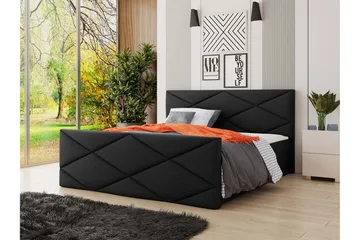 Milano Kontinentalsäng 140x200 cm med Sänggavel  Svart - Svart - Möbler - Säng - Kontinentalsäng