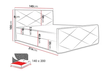 Milano Kontinentalsäng 140x200 cm med Sänggavel  Svart - Svart - Möbler - Säng - Kontinentalsäng