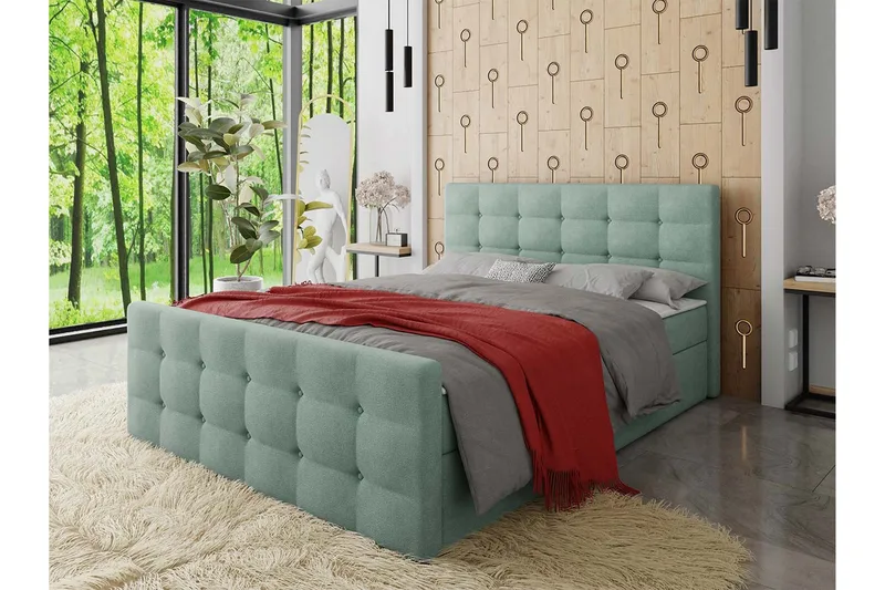 Milano Kontinentalsäng 180x200 cm med Sänggavel - Grön - Möbler - Säng - Kontinentalsäng