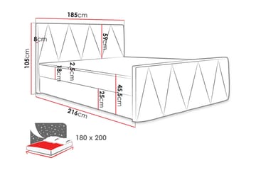 Milano Kontinentalsäng 180x200 cm med Sänggavel - Rosa - Möbler - Säng - Kontinentalsäng