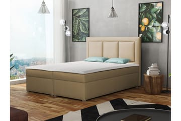 Moden Komplett Sängpaket – Kontinentalsäng 140x215 cm i Tyg med Förvaring, Sänggavel + Bäddmadrass med Fasthetsgrad Mjuk - Beige - Möbler - Säng - Kontinentalsäng