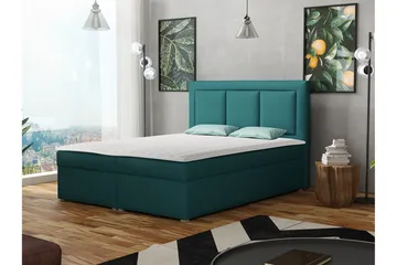 Moden Komplett Sängpaket – Kontinentalsäng 140x215 cm i Tyg med Förvaring, Sänggavel + Bäddmadrass med Fasthetsgrad Mjuk - Turkos - Möbler - Säng - Kontinentalsäng