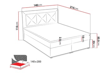 Moden Kontinentalsäng 140x215cm LED-belysning - Grå - Möbler - Säng - Kontinentalsäng