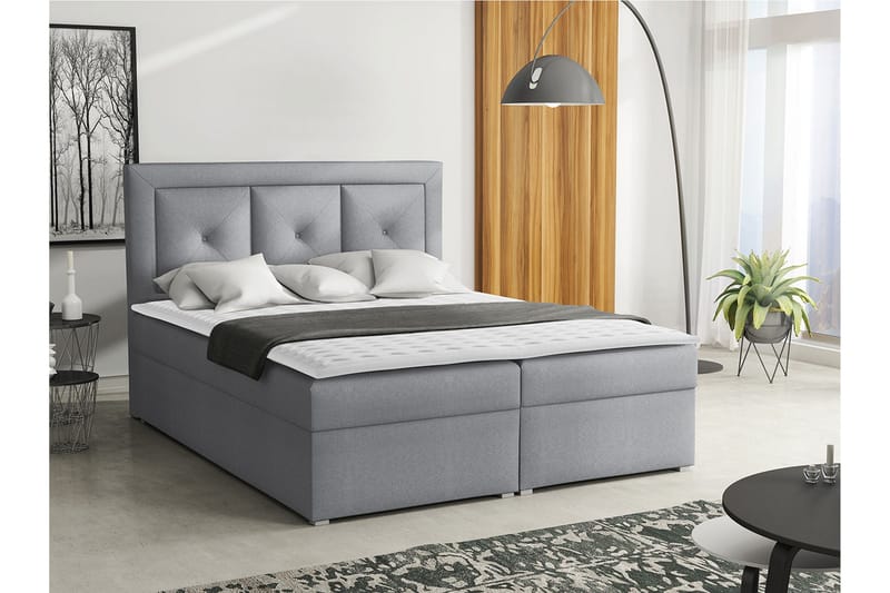 Moden Kontinentalsäng 140x215cm LED-belysning - Grå - Möbler - Säng - Kontinentalsäng