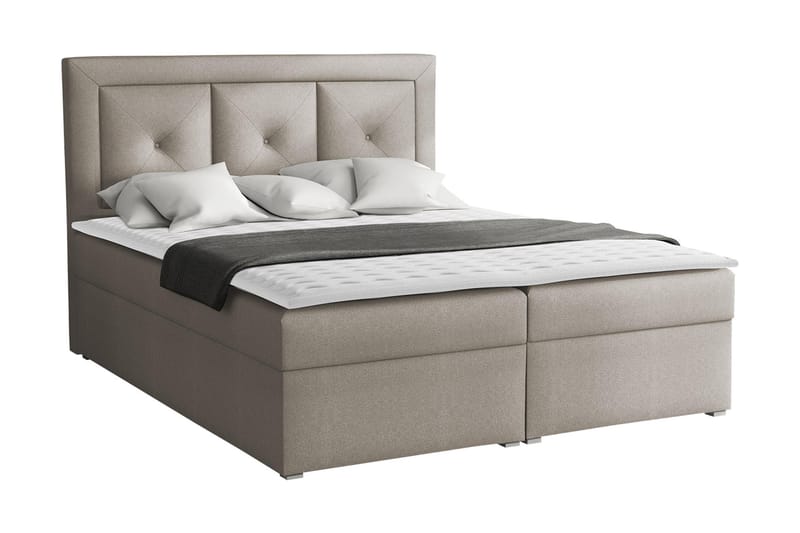 Moden Kontinentalsäng 160x215cm LED-belysning - Beige/Grå - Möbler - Säng - Kontinentalsäng