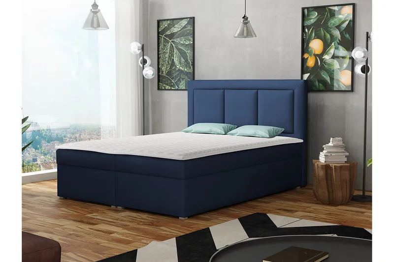 Moden Kontinentalsäng 160x215cm LED-belysning - Blå - Möbler - Säng - Kontinentalsäng