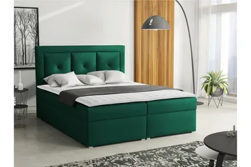 Moden Kontinentalsäng 180x215cm LED-belysning - Grön - Möbler - Säng - Kontinentalsäng