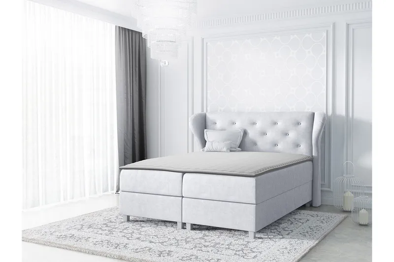 Naurstad Kontinentalsäng 160x200 - Ljusgrå - Möbler - Säng - Kontinentalsäng