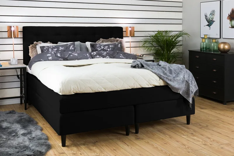 Nice Deluxe Komplett Sängpaket 160x200 - Svart - Möbler - Säng - Kontinentalsäng