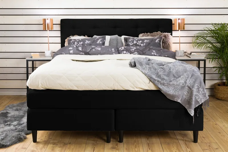 Nice Deluxe Komplett Sängpaket 160x200 - Svart - Möbler - Säng - Kontinentalsäng