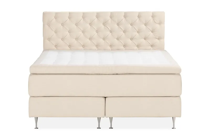 Oslo Lyx Sängpaket Boucle 160x200 Djuphäftad gavel, Ljusbeige