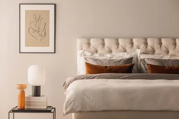 Oslo Lyx Sängpaket Boucle 160x200 Djuphäftad gavel - Ljusbeige - Möbler - Säng - Kontinentalsäng