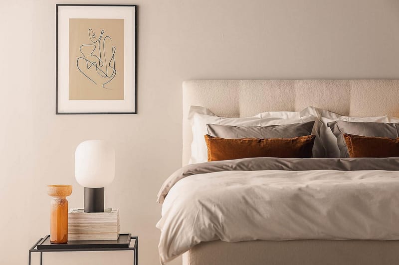 Oslo Lyx Sängpaket Boucle 160x200 Knappad gavel - Beige - Möbler - Säng - Kontinentalsäng