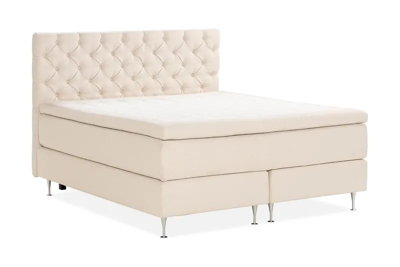 Oslo Lyx Sängpaket Boucle 180x200 Djuphäftad gavel - Ljusbeige - Möbler - Säng - Kontinentalsäng