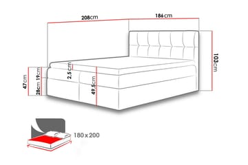 Rico Kontinentalsäng 180x208cm LED-belysning - Grå - Möbler - Säng - Kontinentalsäng