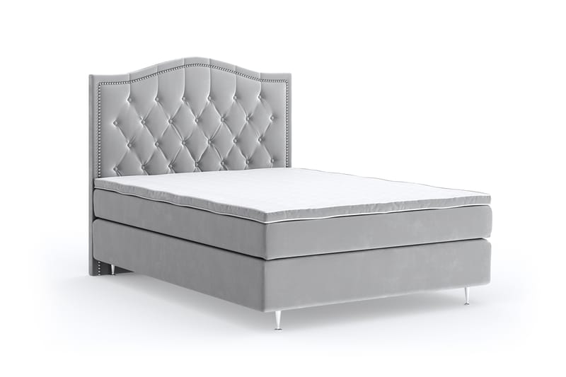 Romance Lyx Velvet Sängpaket 120x200 - Ljusgrå - Möbler - Säng - Kontinentalsäng